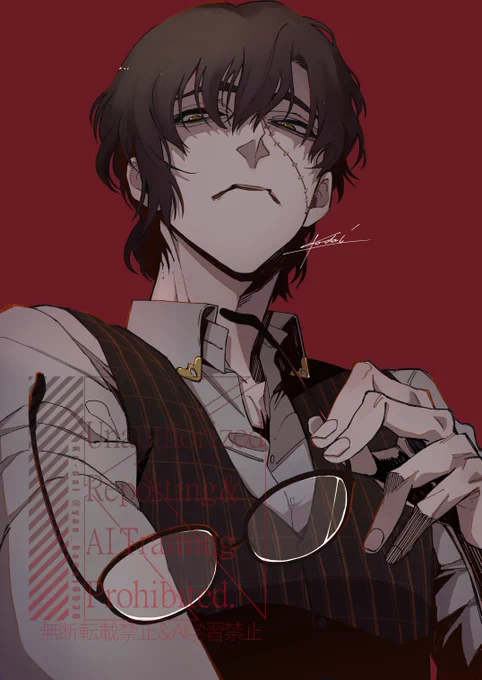 skeb描きました!リクエストありがとうございます!影のあるキャラ素敵です#Skeb 