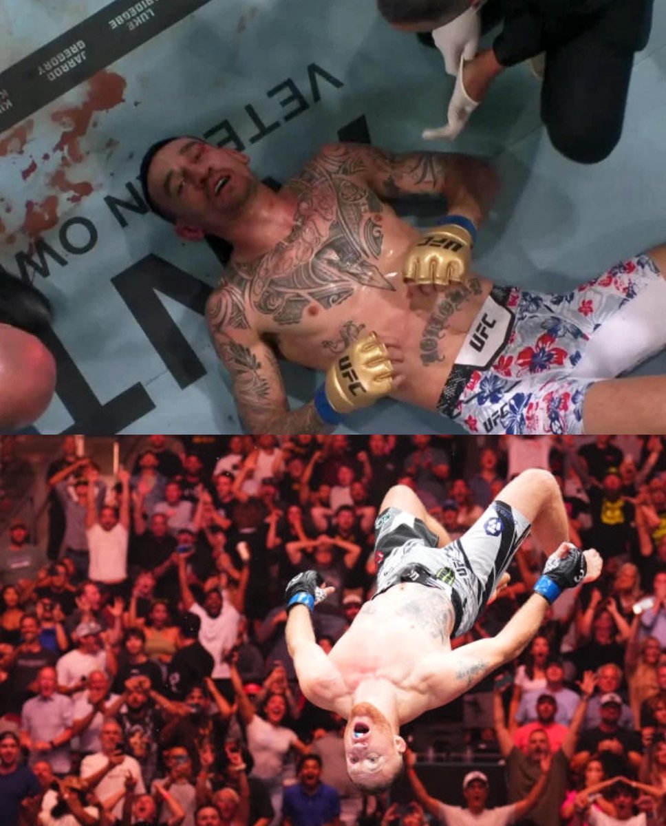 HomelanderMMA's tweet photo. 1 year ago today,

Justin Gaethje KO’d Max Holloway at UFC 300 to defend the BMF belt. https://t.co/DUWW9yQwEp