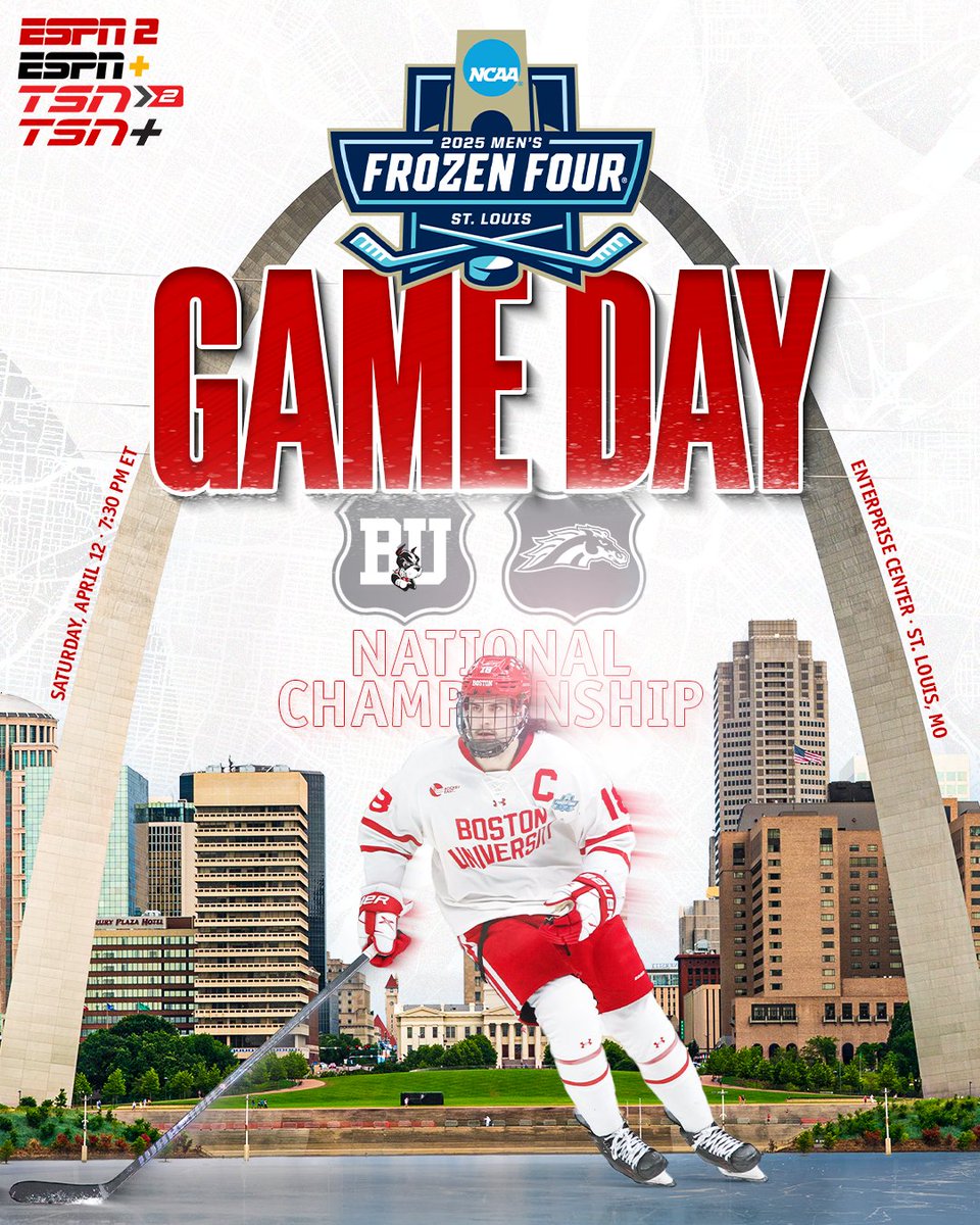 BU Men's Hockey (@terrierhockey) on Twitter photo We're playing for a national championship tonight!
🆚: #3/1 Western Michigan
🕢: 7:30 PM ET/6:30 PM CT
📺: ESPN2
💻: tinyurl.com/2czbxvsr (ESPN+)
🇨🇦: TSN2, TSN+
📻: GoTerriers.com/listen
📊: tinyurl.com/2awgzq2n
❄️: GoTerriers.com/frozenfour
🐾: <a href="/BUGameDay/">BU Game Day</a> We're playing for a national championship tonight!
🆚: #3/1 Western Michigan
🕢: 7:30 PM ET/6:30 PM CT
📺: ESPN2
💻: tinyurl.com/2czbxvsr (ESPN+)
🇨🇦: TSN2, TSN+
📻: GoTerriers.com/listen
📊: tinyurl.com/2awgzq2n
❄️: GoTerriers.com/frozenfour
🐾: <a href="/BUGameDay/">BU Game Day</a>