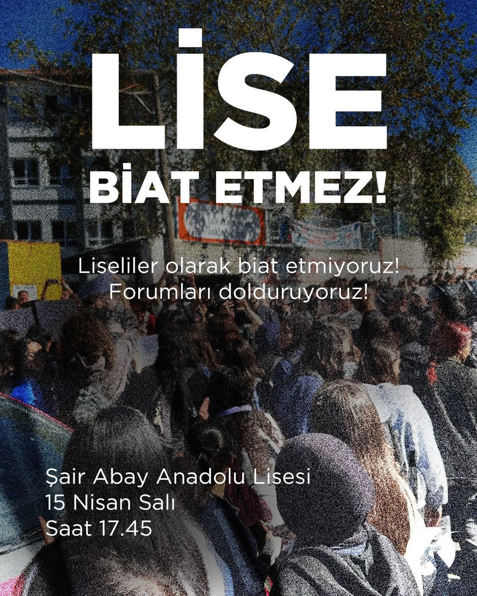 Okullarımızı karanlığa teslim edenlere karşı buradayız!

Liseliler olarak artık susmuyor, itaat etmiyoruz. Forumlarda bir araya geliyor, sesimizi hep birlikte yükseltiyoruz!