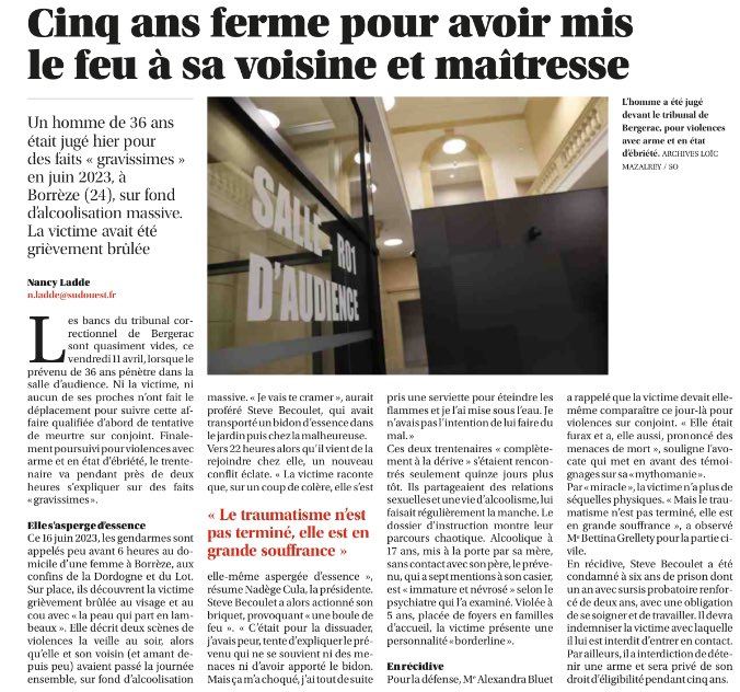 AnttonRouget's tweet photo. Le chef du renseignement en Dordogne violente sa maîtresse.

4 hommes arrêtés en Gironde pour torture sur 5 femmes.

Un amant déjà condamné qui brûle sa maîtresse dans le Lot.

Un autre déjà condamné qui tue sa femme à Saintes.

Journée ordinaire dans @sudouest ce samedi👇 https://t.co/Oas0ypFWXK