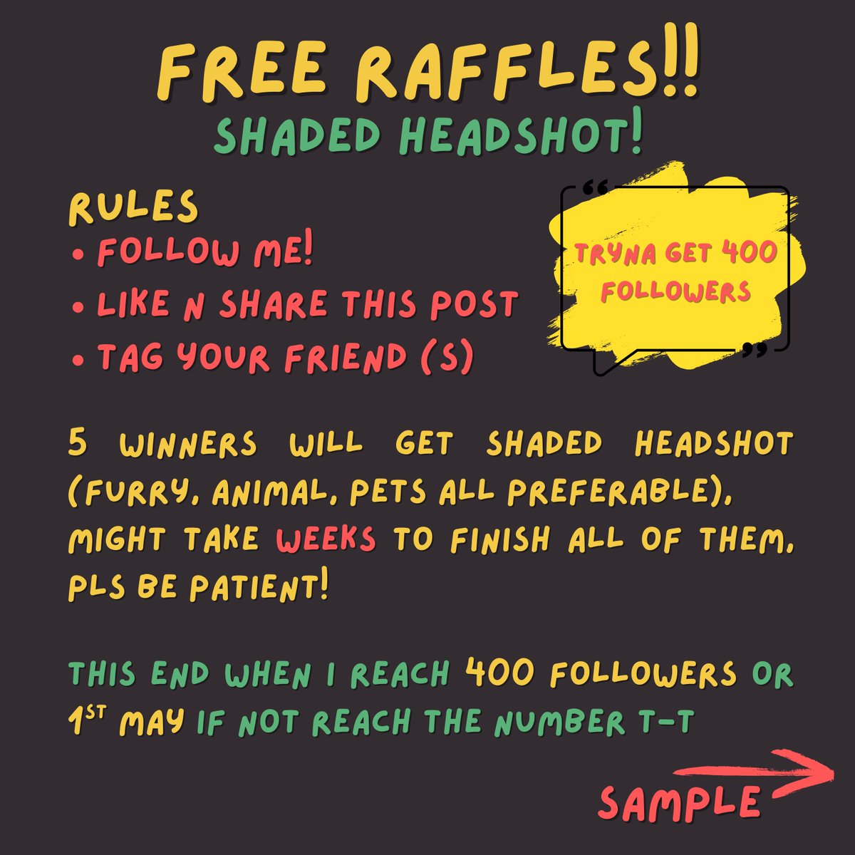 Karn__ntk's tweet photo. Hi guys! Here’s free headshot raffle!!
I’m struggling to have more followers so here I am😖

Detail is in the first pic, feel free to participate if interested 🤍

#artmoots #commission #freeart #raffles #raffle #ArtistOnTwitter #furry #furryartist #digitalart #furryarts https://t.co/7yAl0XHO1d