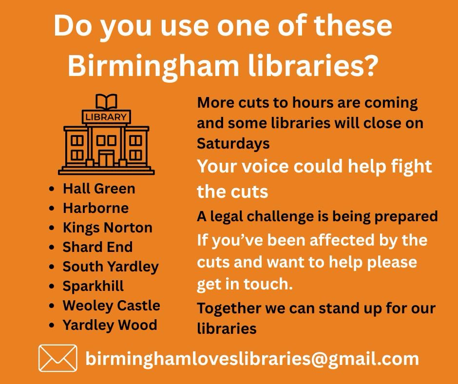 martinibrooks's tweet photo. Please circulate on social media. Planned cuts to Harborne Library would reduce it to only three days a week, no Saturday or late night opening, and uncertainty over the future of the building. Local primary schools will suffer greatly if these cuts are made. @James4Harborne https://t.co/KI2yOWdLHc