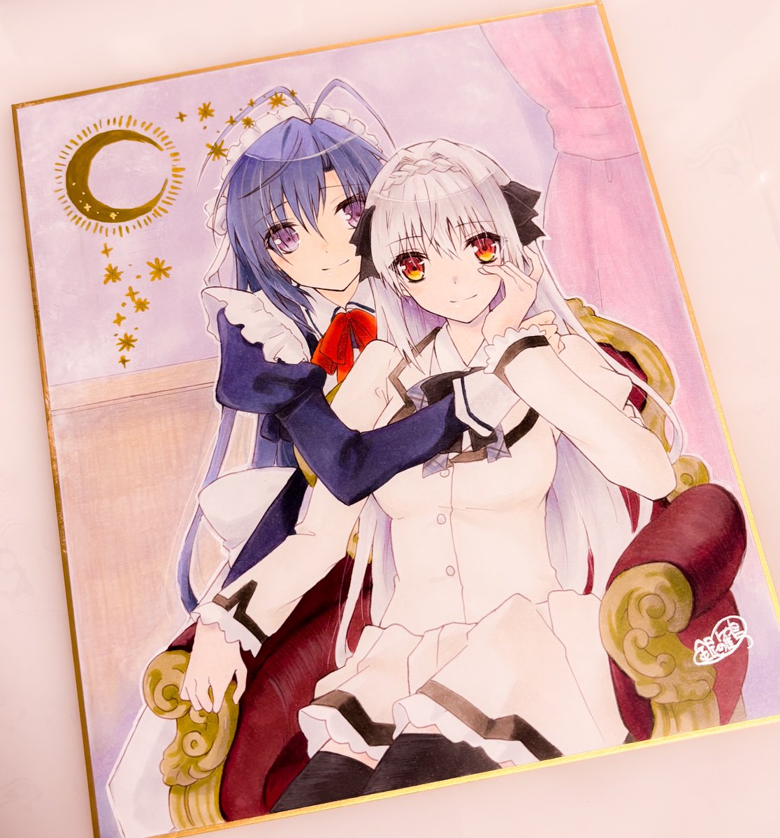 「長らくお待たせしてしまいすみませんでしたご依頼で描かせていただきました!ありがと」|銀の鶴@パスタ会/あけぼの12のイラスト