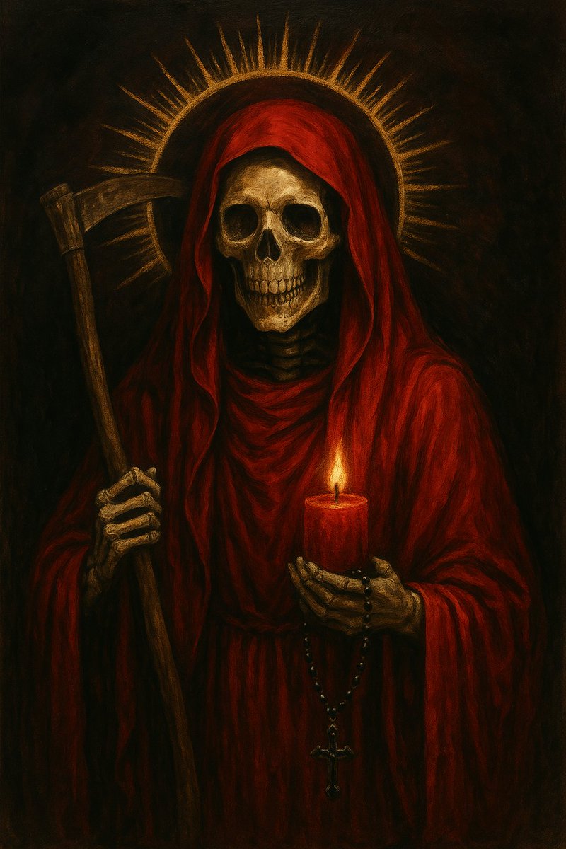MuerteMy's tweet photo. Deja que mi Santísima muerte quite a quien tenga que quitar y que ponga a quien de verdad te corresponda poner en tu vida. 💀❤️🙏 https://t.co/aY5Rd2jaL0