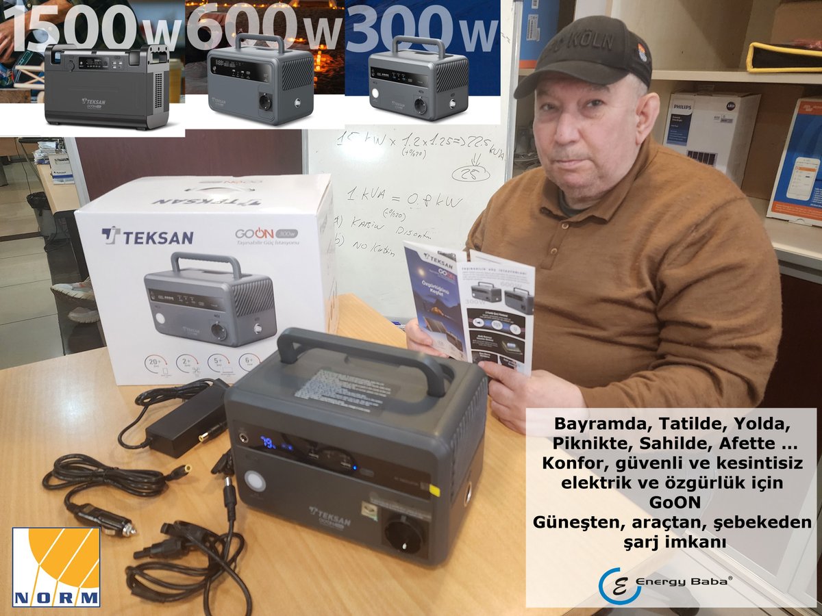 Bayramda, Tatilde, Yolda, Piknikte, Sahilde, Afette … Konfor, güvenli / esintisiz elektrik ve özgürlük için #GoON... Güneşten, araçtan, şebekeden şarj imkanı

#TEKSAN #elektrik #enerji #normenerji #norm #EnergyBaba #EnerjiBaba