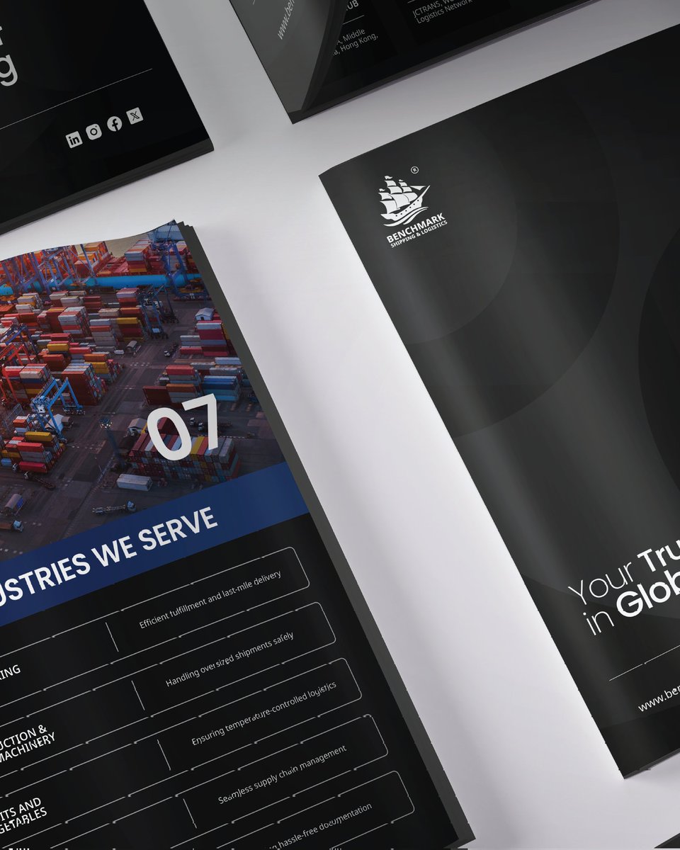 threedotdesigns's tweet photo. We helped Benchmark Shipping set sail with a corporate brochure that speaks across oceans 🌍📘
📦Global logistics never looked this good.
#BrochureDesign #DesignExcellence #glazinginnovation #threedotdesigns #3dd https://t.co/2AdjeZdQaD