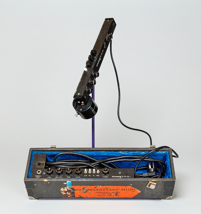 Malt Lick Nursery (@orangerythe) on Twitter photo Electronic Valve Instrument played by Marshall Allen and the Sun Ra Arkestra, early 1980s
Large orange sticker reads INTERPLANETARY MUSIC MARSHALL ALLEN DIRECTOR OF THE SUN RA ARKESTRA <a href="/SunRaUniverse/">Sun Ra Arkestra</a> Electronic Valve Instrument played by Marshall Allen and the Sun Ra Arkestra, early 1980s
Large orange sticker reads INTERPLANETARY MUSIC MARSHALL ALLEN DIRECTOR OF THE SUN RA ARKESTRA <a href="/SunRaUniverse/">Sun Ra Arkestra</a>