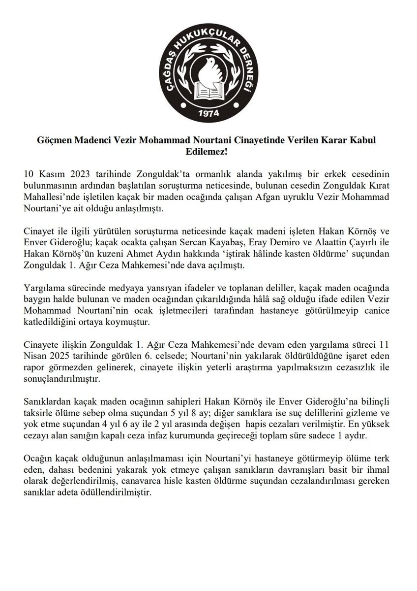 Çağdaş Hukukçular Derneği tweet media