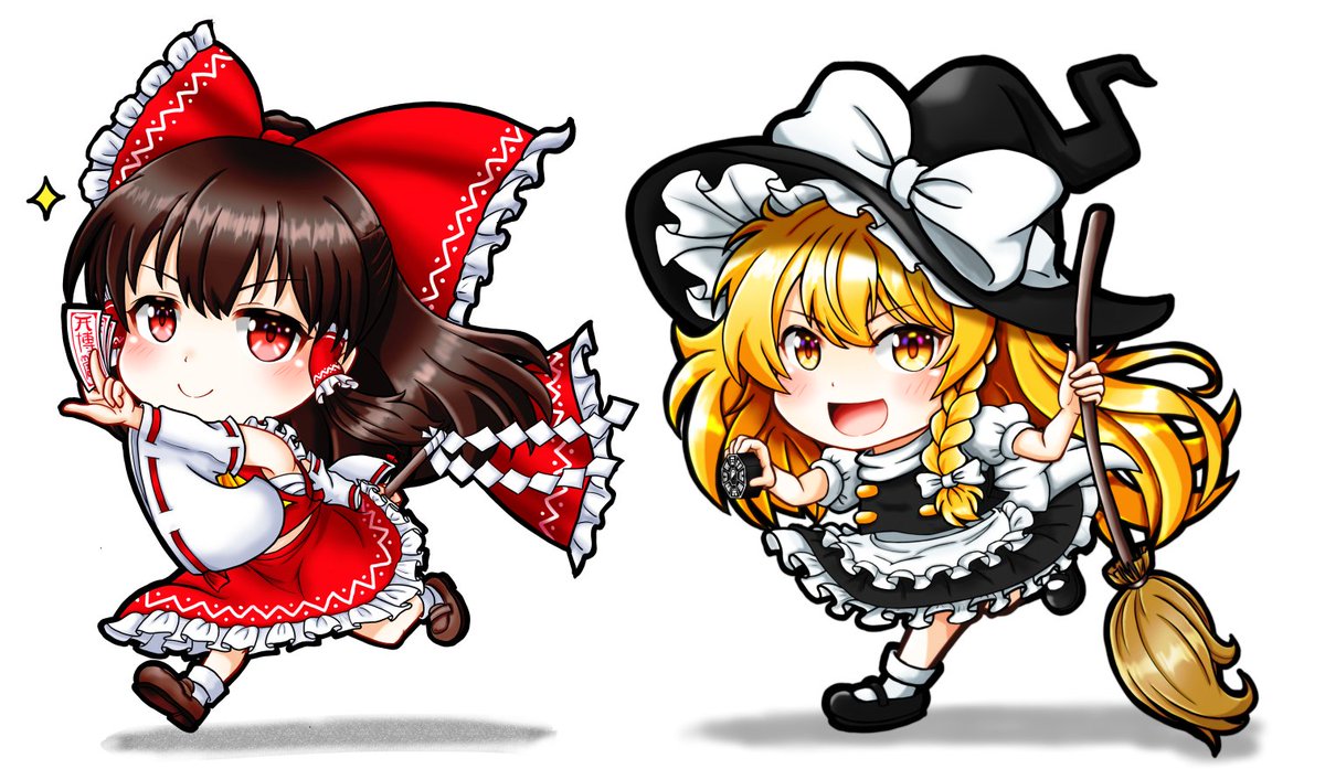 tomomikunitachi's tweet photo. 改めて霊夢さんと並べてみました。
後ろからマスパ打ちそう…
#東方Project 
#博麗霊夢　
#霧雨魔理沙 https://t.co/4FHZVarsk1