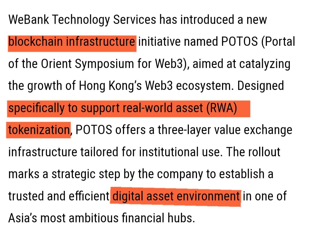 ChartNerdTA's tweet photo. 🔥 $VELO MUST READ! 🔥
The Lightnet connections into Hong Kong and China are mindblowing 😱
China > FISCO > WeBank > Thailand > SCBX > SCB > Lightnet
Hong Kong > WeLab > SCBX > SCB > Lightnet (VELO) > Thailand
WeBank of Hong Kong (founded by TenCent and other Chinese companies) recently launched project "POTOS" that operates on Chinas blockchain infrastructure
(FISCO) to strengthen Hong Kong's Web3 ecosystem and future.
The first phase of project POTOS includes a blockchain based framework to bridge "asset classes" and support cross chain "protocols" for atomic swaps for scalable digital transactions. We know a good protocol or two with some links here.. (just saying)..
Another aim of this blockchain initiative is to focus on RWA tokenization in Hong Kong, something we know $VELO is already big on in Thailand.
(bridging asset classes really caught my eye on this front)
🔗 The links 🔗
WeLab : Residence > Hong Kong.
WeBank : Residence > Hong Kong.
Thailand 🇹🇭 > Hong Kong 🇭🇰:
WeLab = Lightnet partner.
Together, they have applied for a virtual banking license in Thailand.
If accepted, this would allow both Lightnet and WeLab the exposure and reach into their respected networks and digital presence.
Thailand 🇹🇭 > China 🇨🇳:
In January 2025, WeBank announced strategic expansion to bolster its WEB3 presence. SCBX of Thailand was an expansion partner.
SCBX has many subsidiaries, such as SCB and SCB10X.
SCBX's primary subsidiary = SCB. SCB, SCB10x (SCBX investment arm), Lightnet, and Fireblocks = Stablecoin project that has exited Thailands digital Sandbox for remittances and cross-border transactions.
Seems like a little corridor via $VELO and Lightnet into China and Hong Kong that could have some huge impact ~ #NFA 👁