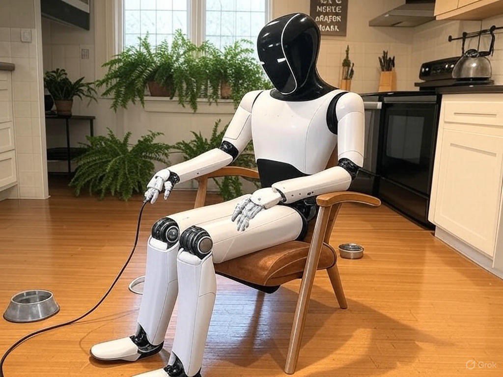dotk's tweet photo. @TeslaAIBot I think this is a more realistic depiction of Optimus’ day off. https://t.co/Shp8DhGVyU