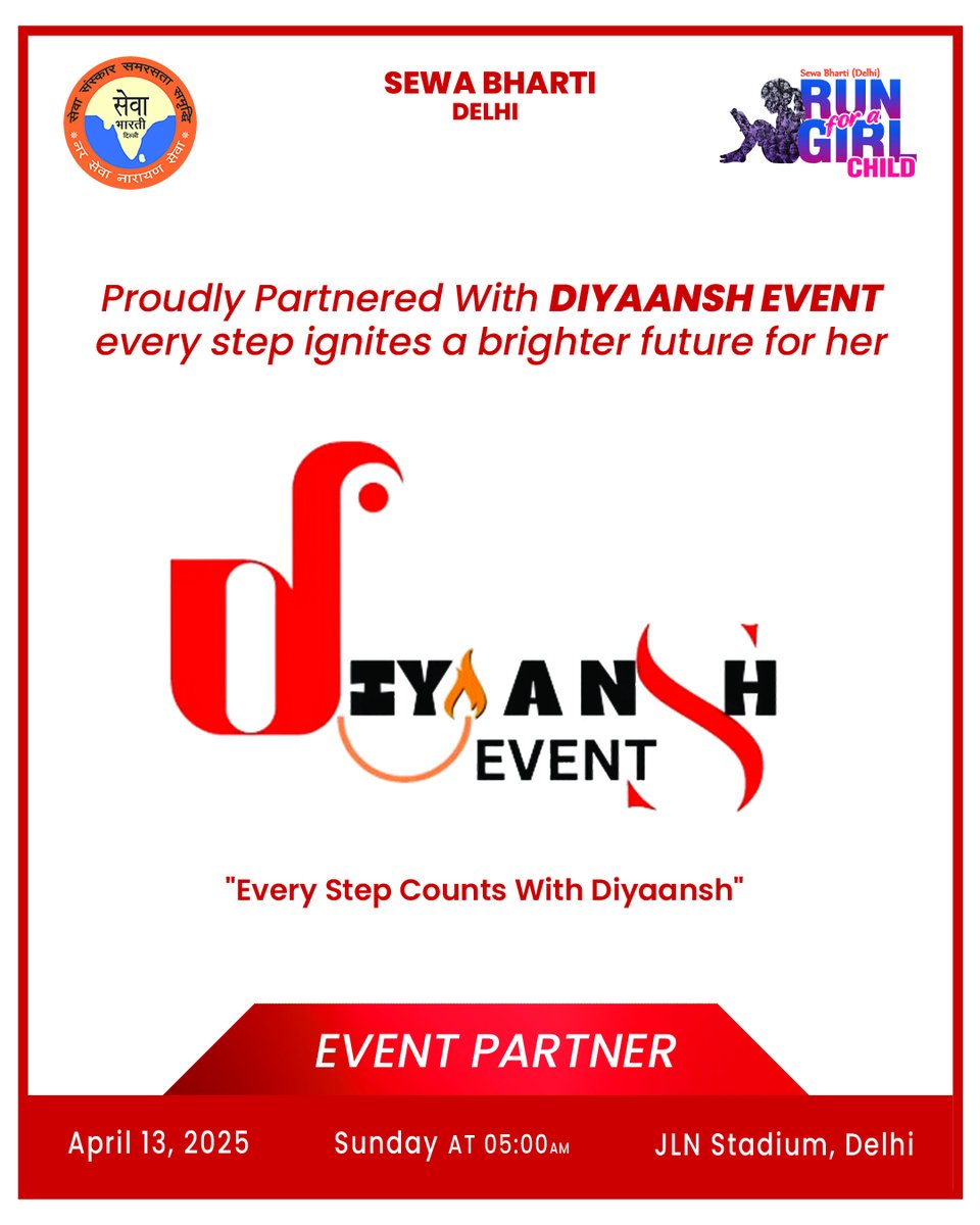 Diyaansh Event x Run for a Girl Child 🌸
We are thrilled to have Diyaansh Event as a proud event partner in this powerful movement of change! 💪👧
With every heartbeat, every footstep, and every smile—we move closer to a world where every girl can dream big, run free, and rise