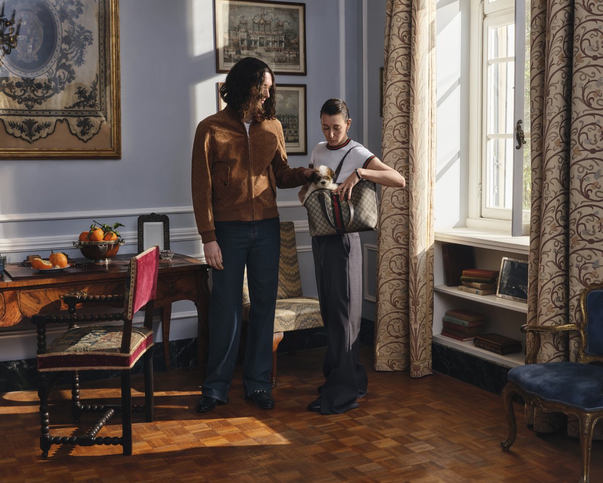 gucci's tweet photo. #CamilleBidaultWaddington and her son #AlbertCocker are captured in the new #GucciTogether campaign, revealing the beauty of relationships that evolve, endure, and span lifetimes. https://t.co/GzVA5QMiD4 #GucciDiana https://t.co/sJvahPYPkj