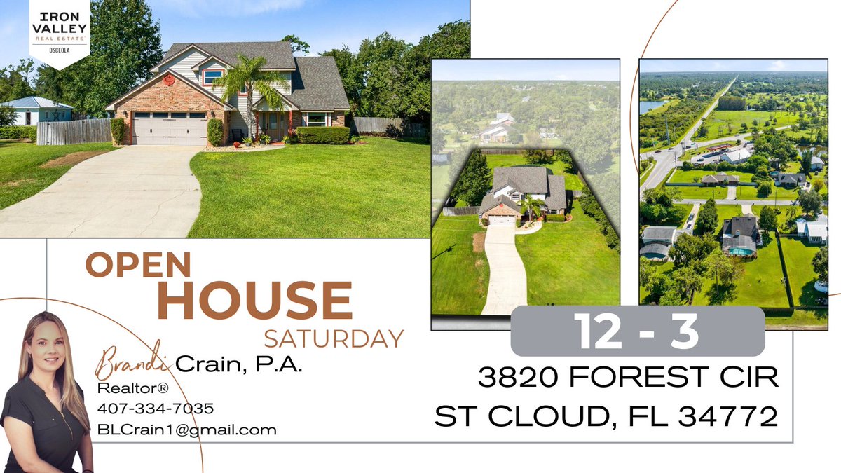 BrandiCrain2's tweet photo. 🎉 You’re invited to an OPEN HOUSE TODAY that you don’t want to miss! 🎉

📍 3820 Forest Circle, Saint Cloud, FL 34772

🗓️TODAY! Saturday, April 12 | 12–3 PM

Let’s tour this Osceola County beauty together! 🏠🌞

Brandi Crain, P.A.
Realtor ®
📲 407-334-7035
✉BLCrain1@gmail.com https://t.co/guYIA1CHbi