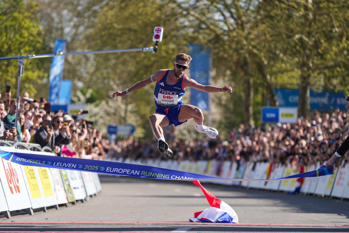 David Monti π₯ (@d9monti) on Twitter photo Jimmy Gressier of France won the men's half-marathon title at #BrusselsLeuven2025, the first edition of the stand-alone <a href="/EuroAthletics/">European Athletics</a> Road Running Championships. Clocking 59:45, he won by a whopping 83 seconds.
π· via European Athletics photo service Jimmy Gressier of France won the men's half-marathon title at #BrusselsLeuven2025, the first edition of the stand-alone <a href="/EuroAthletics/">European Athletics</a> Road Running Championships. Clocking 59:45, he won by a whopping 83 seconds.
π· via European Athletics photo service