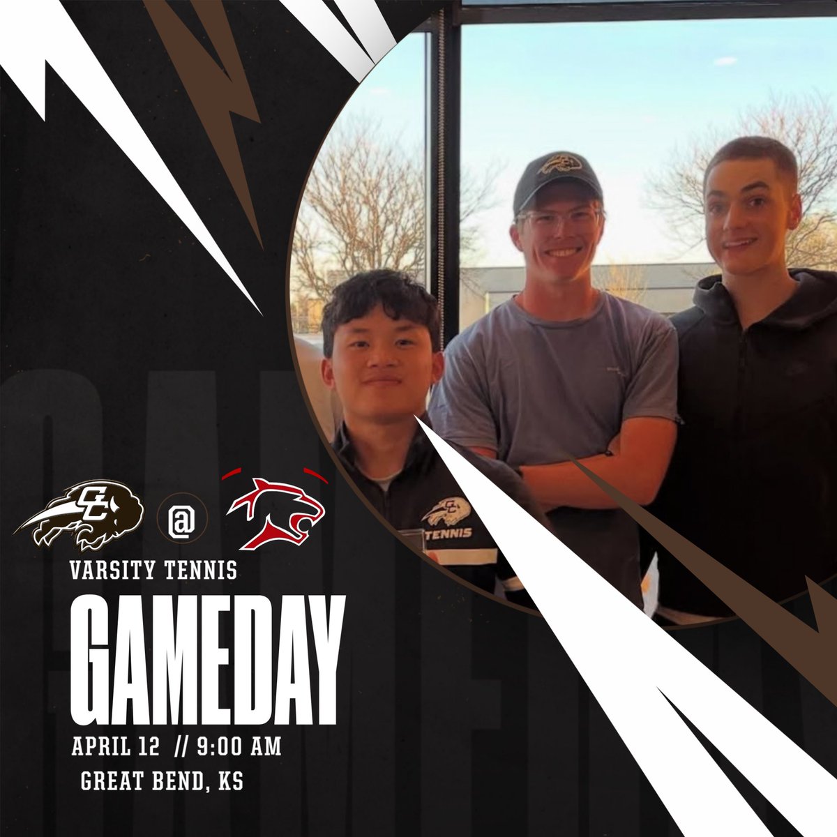 Varsity Tennis
4/12
9:00 AM 
Great Bend, KS