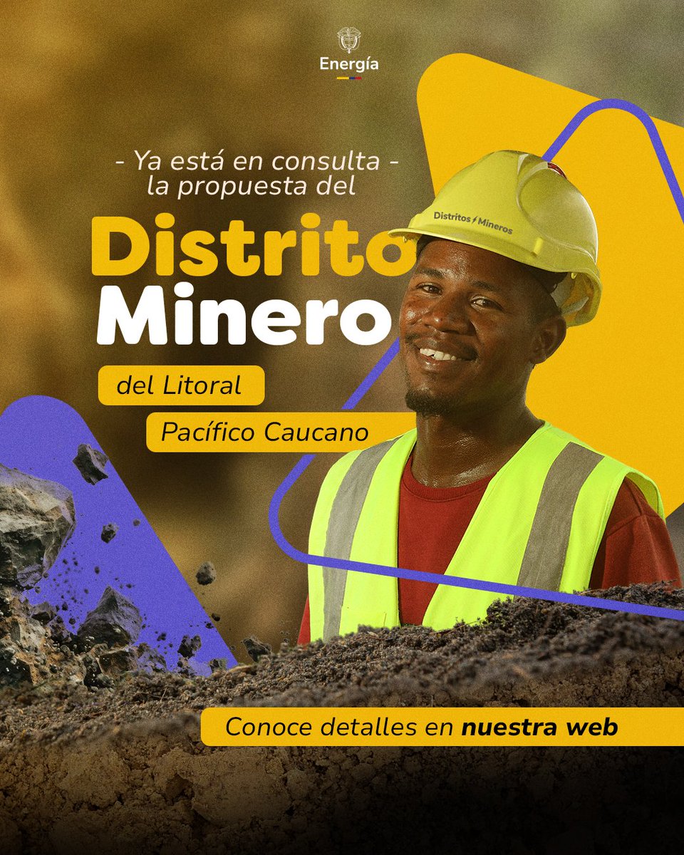 MinEnergiaCo's tweet photo. Ya está disponible la Resolución del #DistritoMinero Litoral Pacífico. Tienes hasta el 17 de abril para dejar tus comentarios.
Entra a 👉 https://t.co/JcOol4soMy, busca “Resolución Litoral Pacífico Caucano” y haz clic en Comentar.
¡Tu voz cuenta! https://t.co/NhP4beasaD