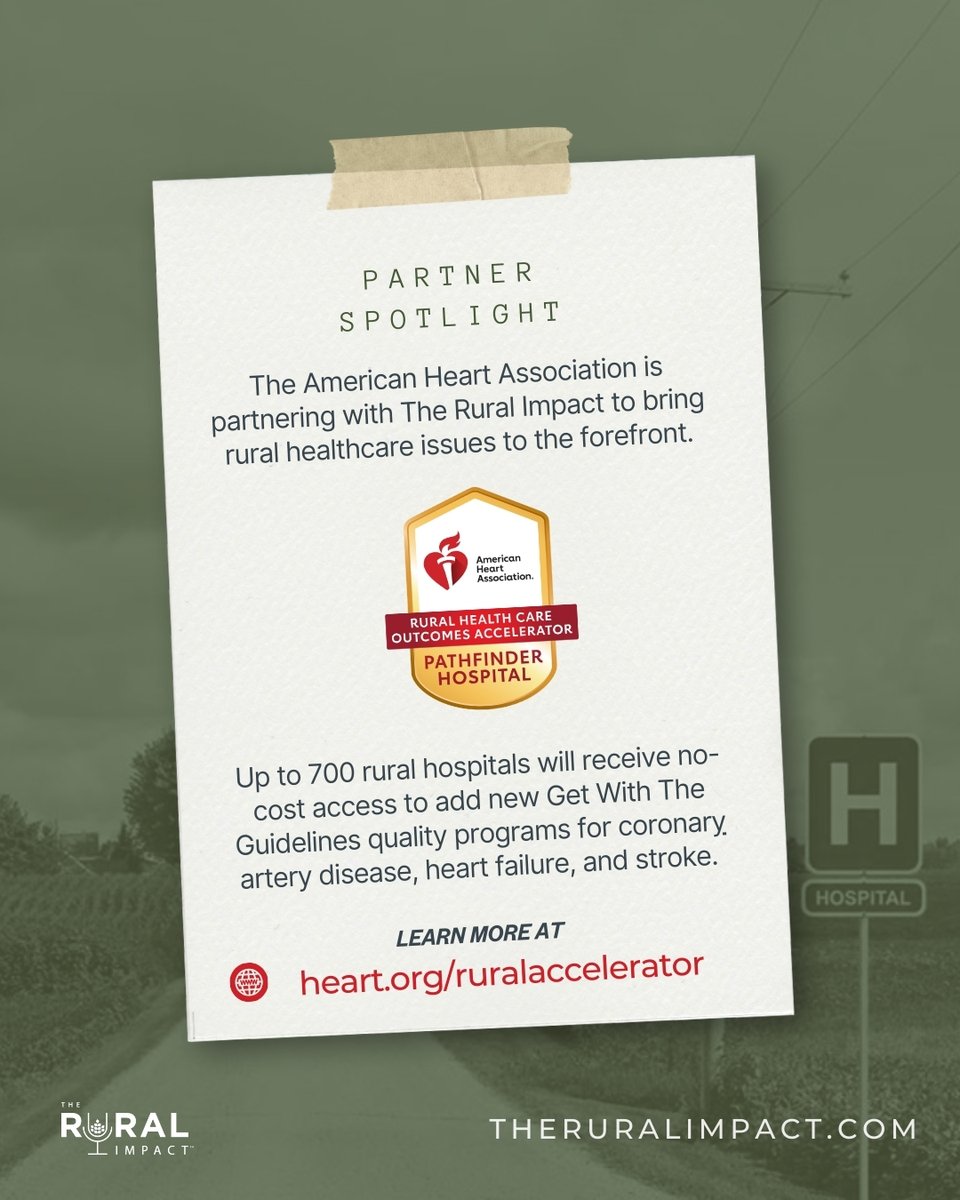 The Rural Impact! (@theruralimpact) on Twitter photo Rural populations have high rates of coronary artery disease, heart failure, and stroke. Applause <a href="/American_Heart/">American Heart Association</a> commitment to bringing equitable care to all! Rural hospitals can "Get With The Guidelines" at no cost. Visit heart.org/ruralaccelerat… for details. Rural populations have high rates of coronary artery disease, heart failure, and stroke. Applause <a href="/American_Heart/">American Heart Association</a> commitment to bringing equitable care to all! Rural hospitals can "Get With The Guidelines" at no cost. Visit heart.org/ruralaccelerat… for details.