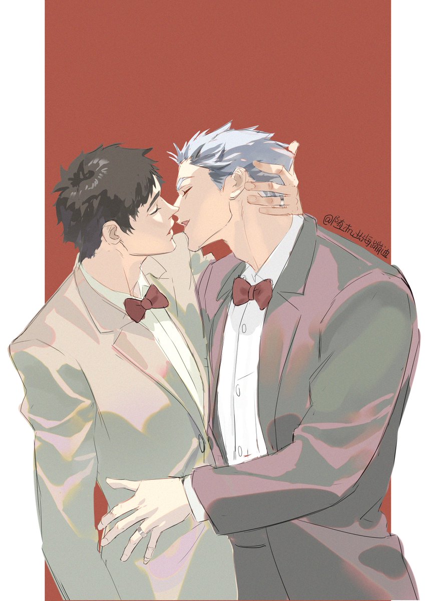 ppyufei's tweet photo. 这边忘发了，兔赤金婚日兔赤99！！
#兔赤 #兎赤 #ハイキュー #BokuAka #Haikyuu #Bokutokoutarou #akaashikeiji https://t.co/VWOwjMYrnT