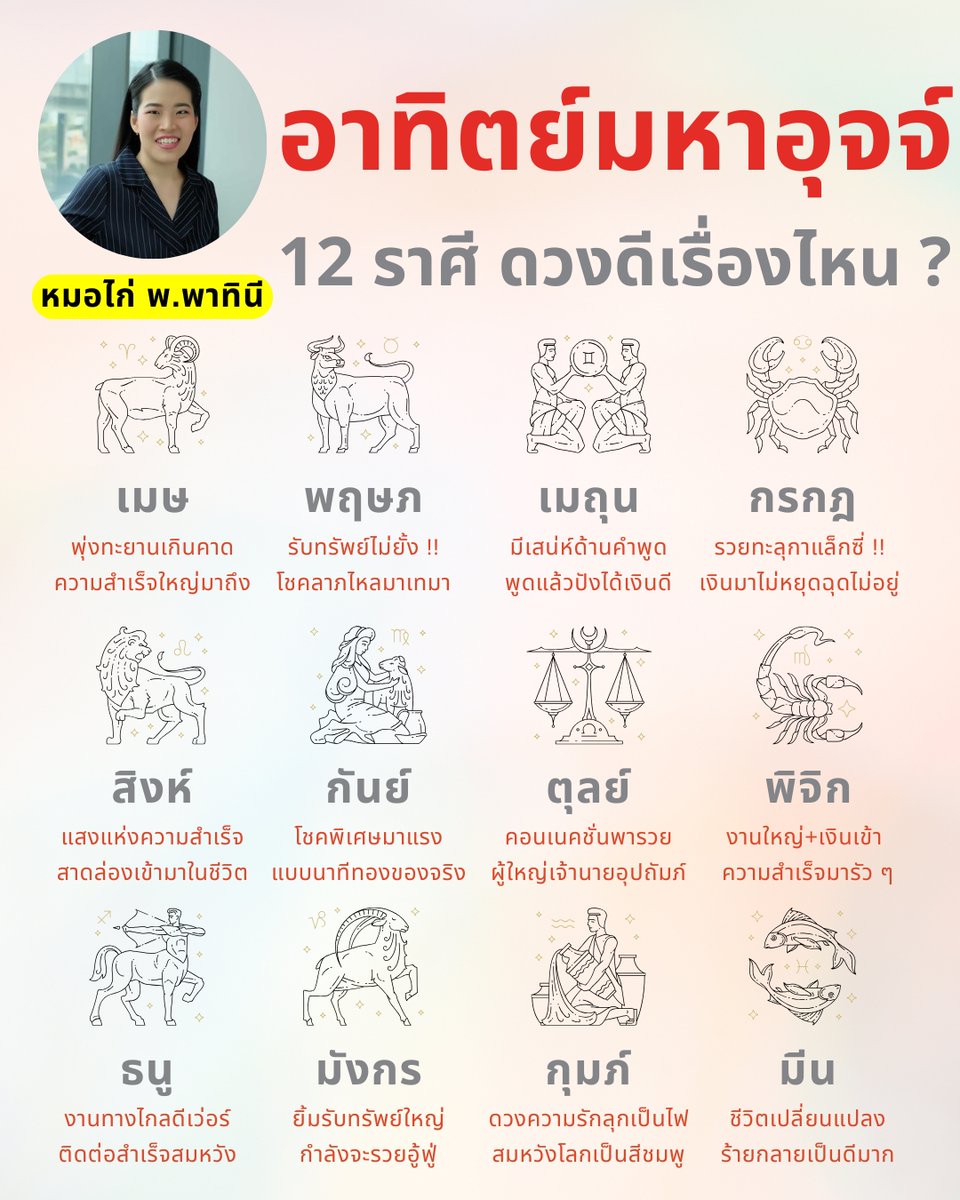 morkai99's tweet photo. เมื่อดาวอาทิตย์ย้ายได้ตำแหน่ง "มหาอุจจ์" 14 เมษายนนี้ ดวง 12 ราศี จะมีข่าวดีอะไรบ้าง เช็กเลย !! ก่อนเช็กดวงหมอไก่ขอคนละ 1 ไลค์เพื่อเป็นค่าครูด้วยนะคะ

คำพยากรณ์ #หมอไก่ พ.พาทินี เจ้าของคอลัมน์ดวงรายวันหนังสือพิมพ์ไทยรัฐ 

#ดวงชะตา #เช็คดวง #หวย  #ดูดวง #โตโน่ #ณิชา #centralwOrld https://t.co/E8YspE8LRg
