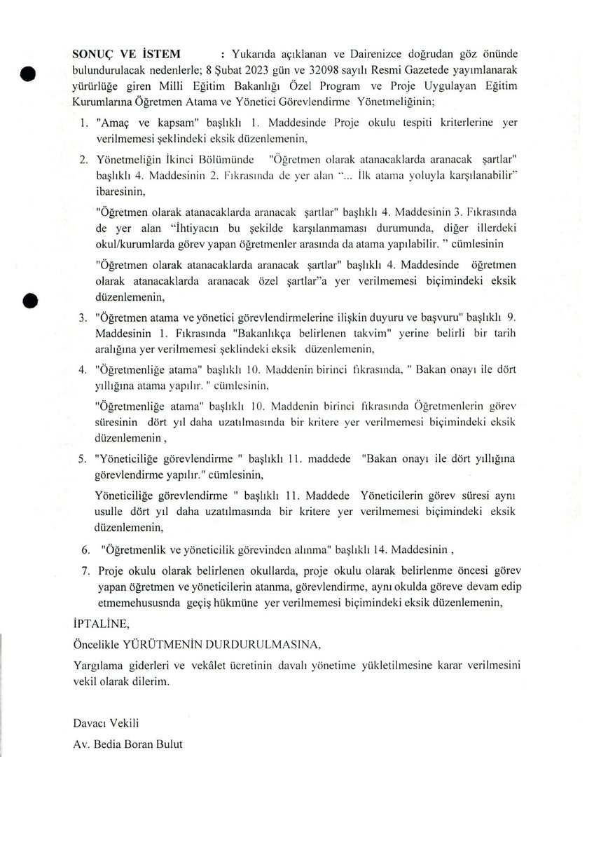 🔴Eğitim Sen olarak, MEB Özel Program ve Proje Uygulayan Eğitim Kurumlarına Öğretmen Atama ve Yönetici Görevlendirme Yönetmeliği'ne, 2023 yılında dava açtık. Bu davayı açarken öngördüğümüz sorunlar nedeniyle iptalini istediğimiz yönetmelik maddelerinin uygulanmasının sonuçlarını