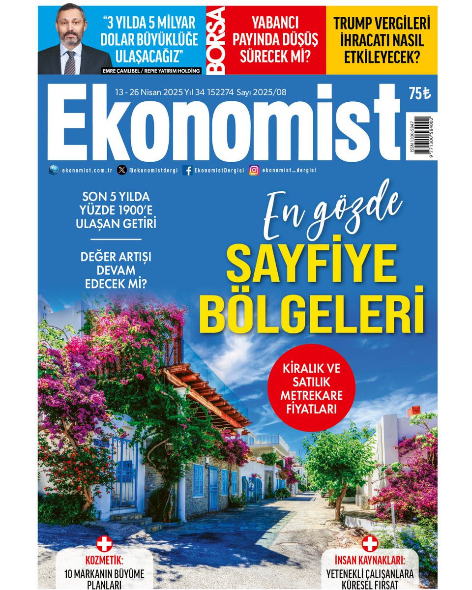 EKONOMİST YENİ SAYISI ÇIKTI.

EN GÖZDE SAYFİYE BÖLGELERİ
◼Son 5 yılda yüzde 1900'e ulaşan getiri
◼Değer artışı devam edecek mi?
◼Kiralık ve satılık metrekare fiyatları

👆Dergimizi satın almak için: dergiburda.com/product/detail…
#Ekonomi #Girişimcilik #i̇şdünyası
