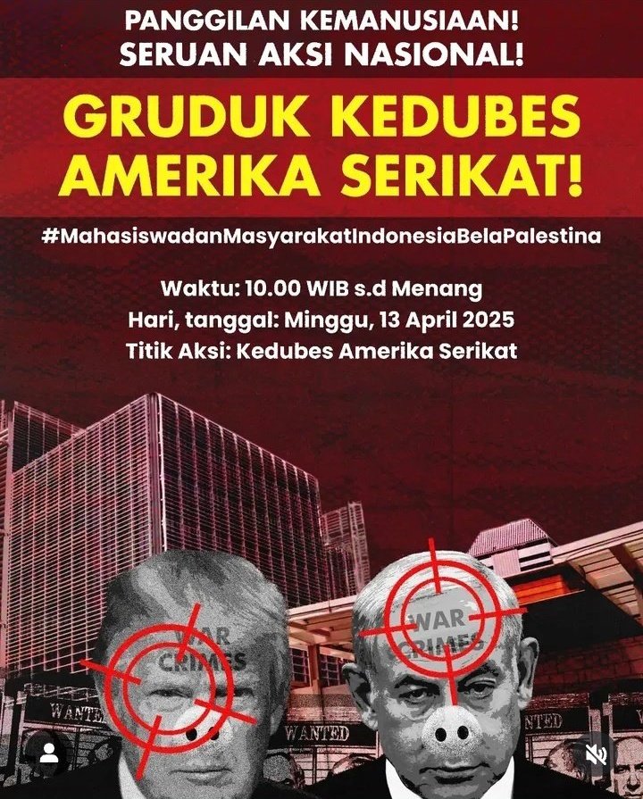 barengwarga's tweet photo. Geruduk kedubes AS besok 🇵🇸🇵🇸🇵🇸 ✊ #FreePalestine https://t.co/ut1zvRKERV