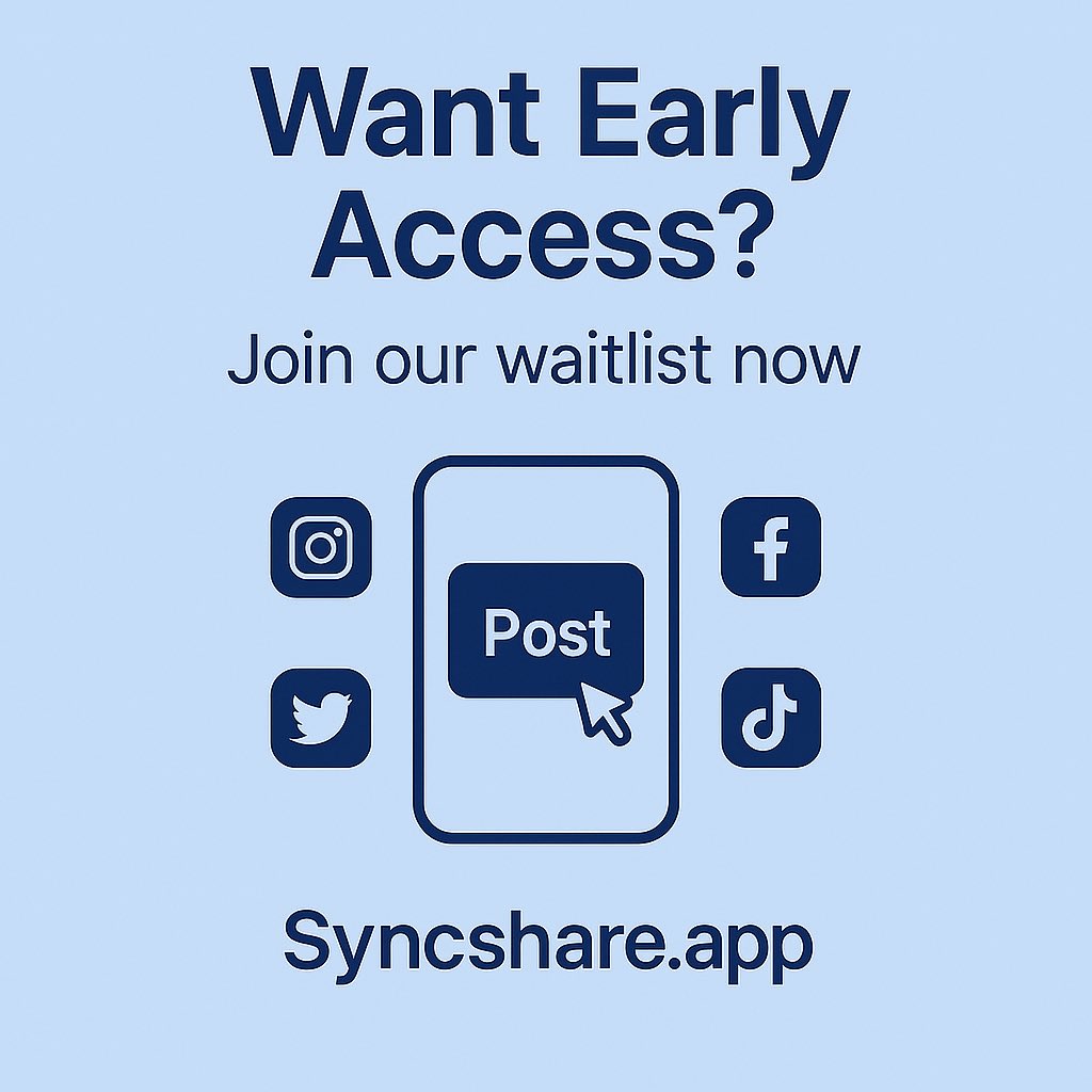 SyncshareApp's tweet photo. Don’t wait. Get ahead—join the waitlist!!

#syncshare #earlyaccess #joinnow‼️ #stayahead #contenttools #waitlistopen #befirst #nextbigthing #digitalcreator #applaunch https://t.co/ei3rKCPnVH