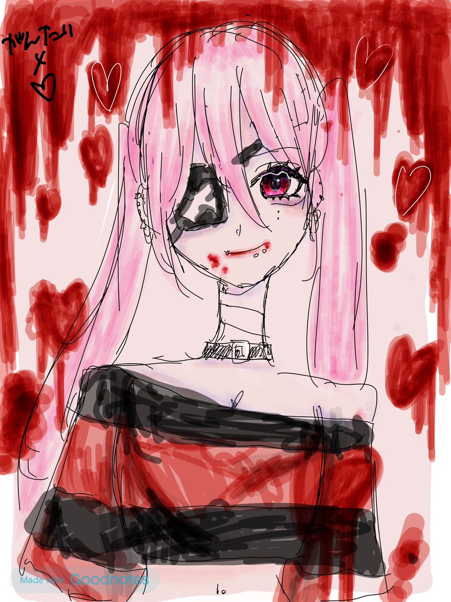 s1r01__flower's tweet image. 眼帯×❤️

 #絵柄が好みって人にフォローされたい 
 #絵描きさんと繋がりたい 

学校でGoodnotesで描きました🫶