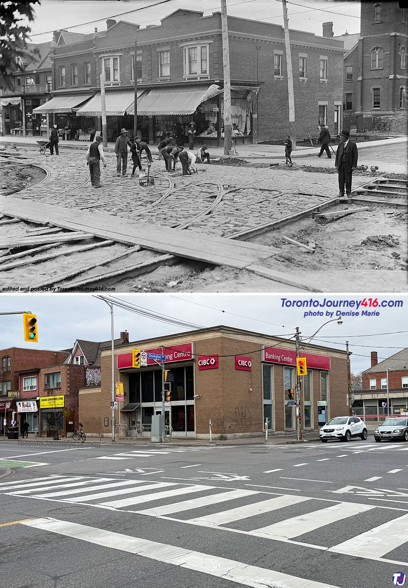 ✨June 7, 1911/November 24, 2024 – Looking northwest towards the corner of Bloor St W and Ossington Ave, in the Bloorcourt Village neighbourhood of Toronto.

👉More history at TorontoJourney416.com

Archive Photo Credit: City of Toronto Archives, Fonds 200, Series 372, Sub