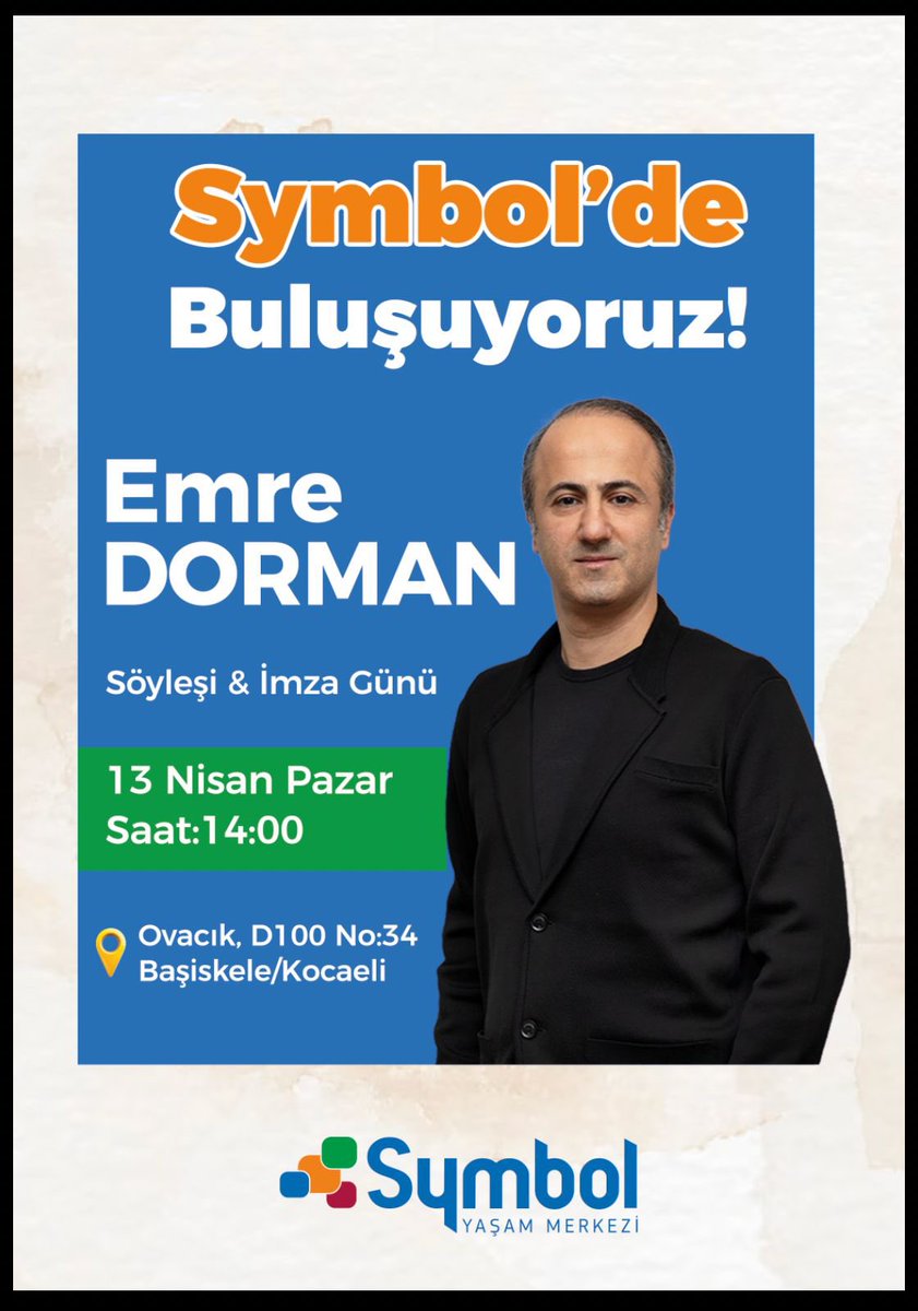 13 Nisan Pazar (Yarın) 14:00 Kocaeli Symbol AVM etkinlik alanı söyleşi ve imza programı. 

Not: Katılım serbest ve ücretsizdir.