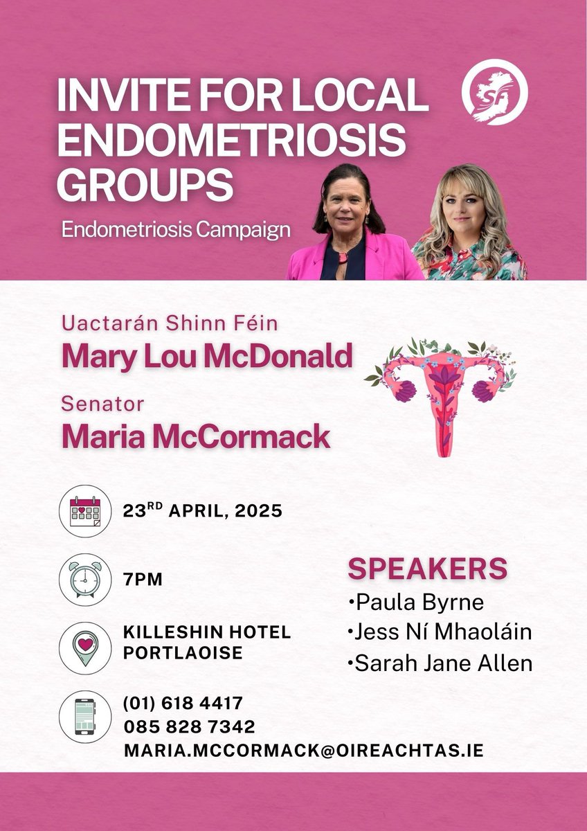 Jess NĂ MhaolĂĄin (@jess_nimhaolain) on Twitter photo Senator Maria McCormack is bringing her endometriosis campaign to her home county with <a href="/sinnfeinireland/">Sinn FĂŠin</a> Leader <a href="/MaryLouMcDonald/">Mary Lou McDonald</a> on the 23rdđď¸
<a href="/SarahJaneVlogs/">Sarah Jane Allen</a> & I will speak on the night - last time I saw Sarah was when we did the RTĂ Primetime special on endo đş
BĂgĂ linn! Senator Maria McCormack is bringing her endometriosis campaign to her home county with <a href="/sinnfeinireland/">Sinn FĂŠin</a> Leader <a href="/MaryLouMcDonald/">Mary Lou McDonald</a> on the 23rdđď¸
<a href="/SarahJaneVlogs/">Sarah Jane Allen</a> & I will speak on the night - last time I saw Sarah was when we did the RTĂ Primetime special on endo đş
BĂgĂ linn!