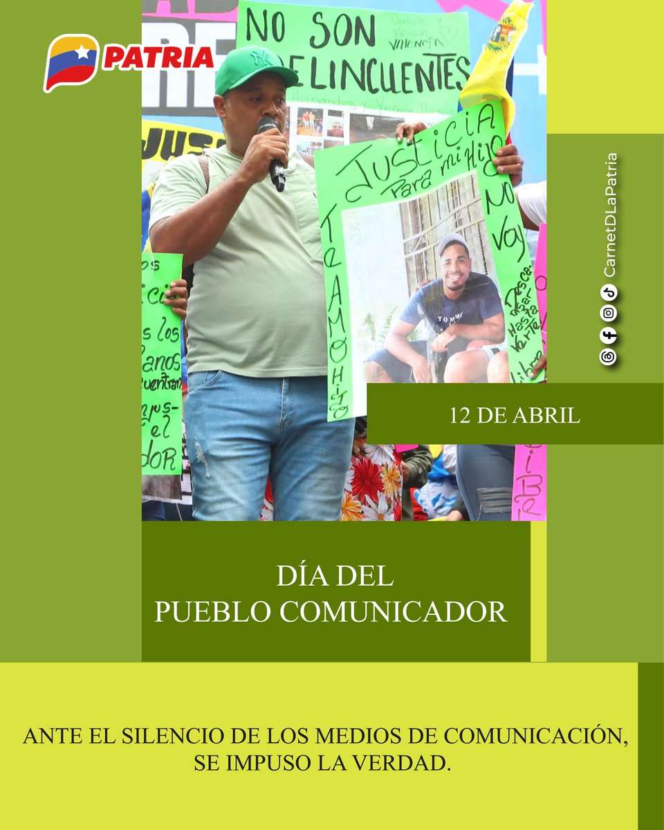 El #SistemaPatria rinde homenaje al pueblo comunicador.
Venezuela vivía un golpe facista en contra del comandante Chávez y los poderes públicos.
Ante el silencio de los medios de comunicación, se impuso la verdad, dando paso a la recuperación del poder político y la #democracia.