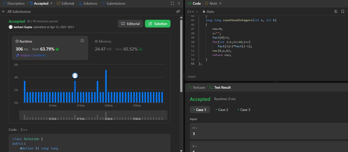 janhavigupta08's tweet image. #Day295         #_100DaysOfCode
#100DayCodingChallenge

@LeetCode POTD [ 3272. Find the Count of Good Integers ]