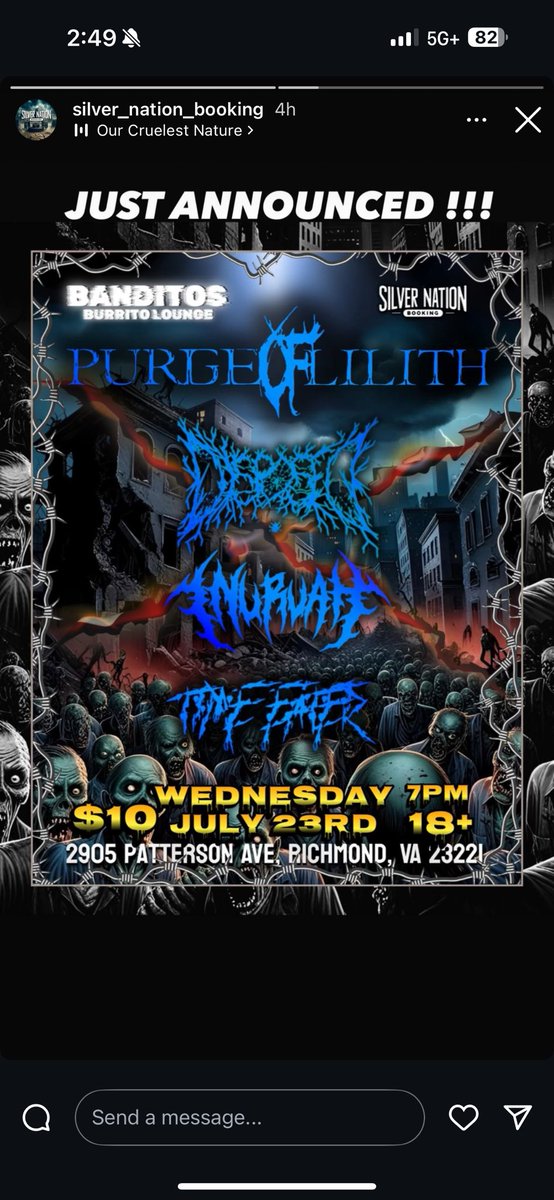 PurgeofLilith's tweet photo. We’ve hard at work getting a small summer tour planned out. Here is one of a few shows we are announcing!! That’s right, we will be back in Richmond, VA this Summer!!! Come hang with us! #music #metal #hardcore #goth #gothic #punk #deathmetal #concert #show #event #bar #Drinking https://t.co/fDJ6GhS8P5
