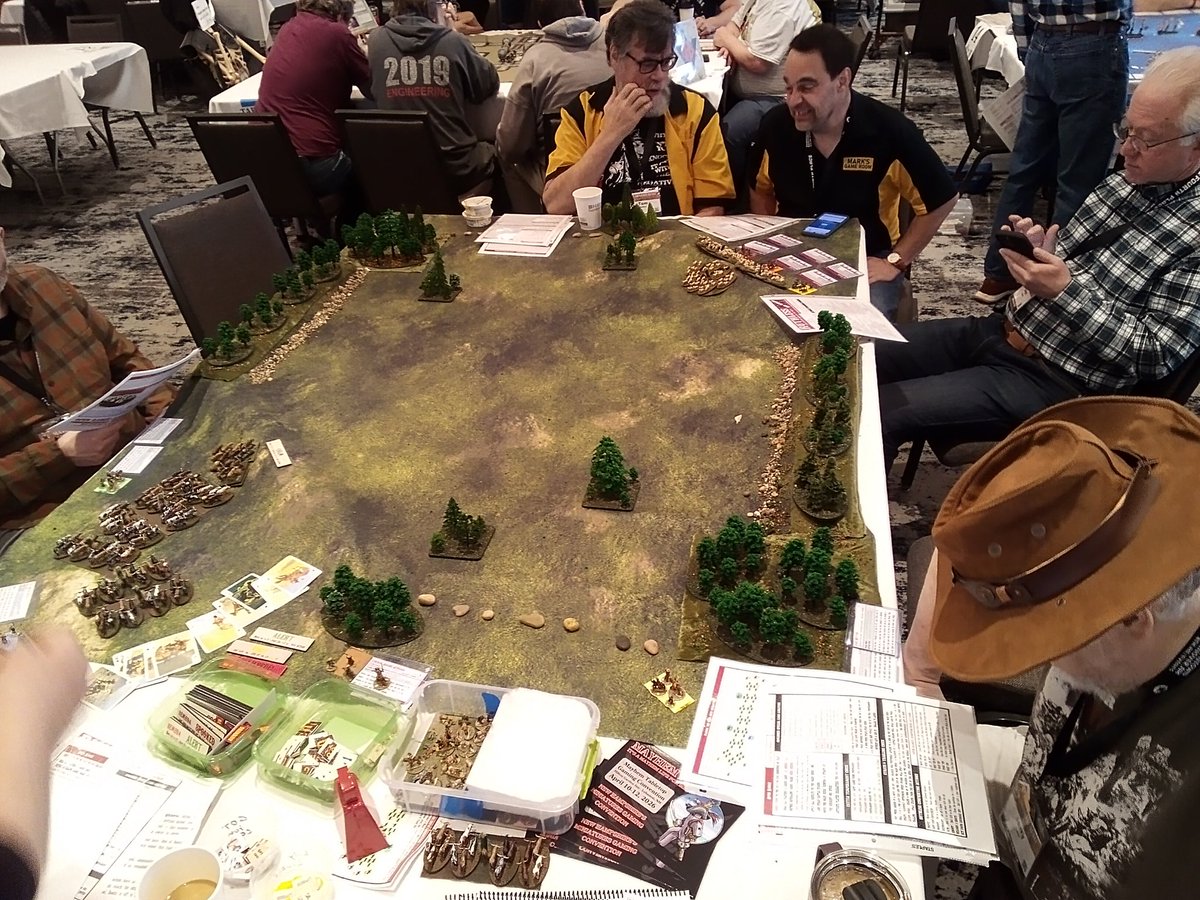 WargameCulture's tweet photo. #MayhemCon Saturday 
Open Range - cattle drive rules for a ruthless by Mark's game room @mfastoso https://t.co/3cWPgZjd3Y