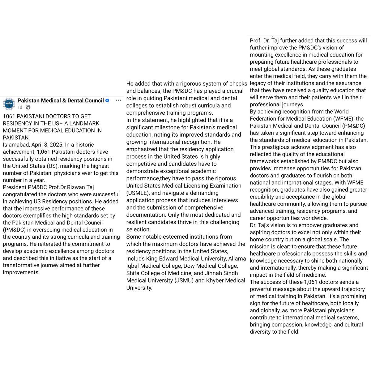 AhmadRehanKhan's tweet photo. 𝗨𝗻𝗳𝗼𝗿𝘁𝘂𝗻𝗮𝘁𝗲 𝗣𝗿𝗶𝗼𝗿𝗶𝘁𝗶𝗲𝘀:
@pmc_org boasts about the success of over 1,000 Pakistani medical students and graduates securing residency training in the USA, despite not playing a meaningful role in their achievements. Meanwhile, Pakistan has reached the top spot for global diabetes prevalence, and the private hospital sector is taking advantage of doctors by offering them shockingly low wages, yet PMDC remains silent on these issues. This clearly highlights their true priorities.
#PMDC #USMLE #Match2025 #MedTwitter #MedEd #MedX