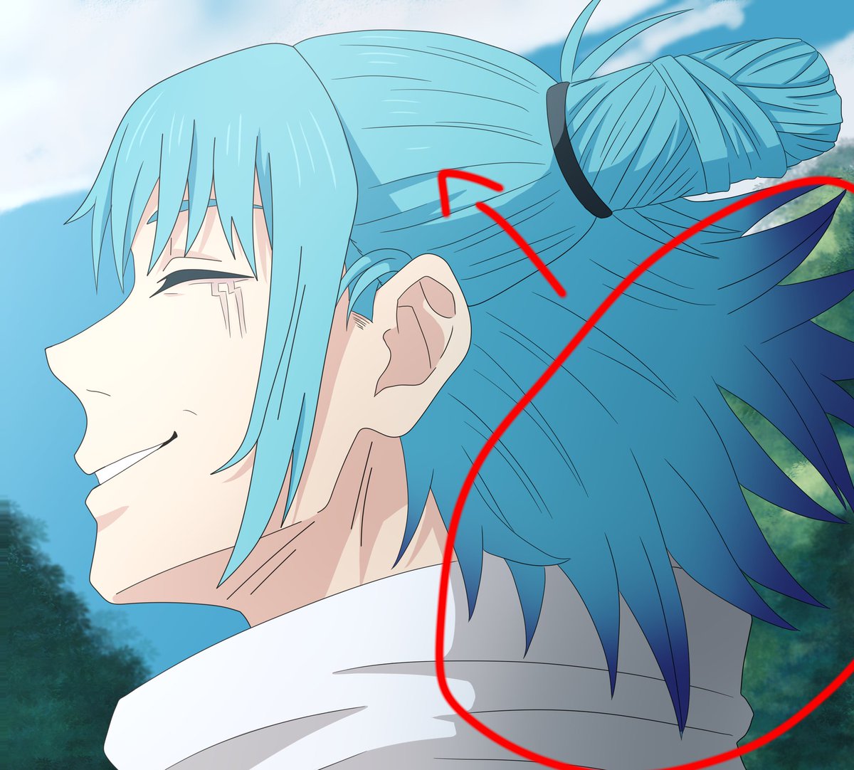 I don't know why I imagine that Kashimo had full violet hair as a child and that later it grew to cyan color following the logic of hair growth hahaha

I find it funny and adorable at the same time 😫