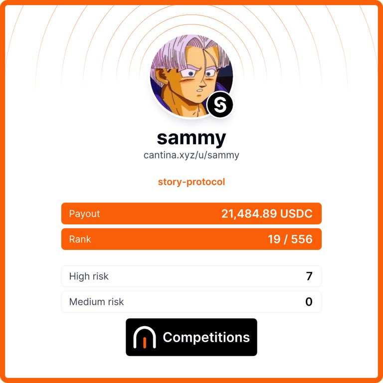 Veteran SRs absolutely crushed this one👏

This contest introduced me to Cosmos SDK and the learnings from it helped me find some valuable issues in a recent private engagement with <a href="/CosmWasm/">CosmWasm</a> 

Happy to help secure <a href="/StoryProtocol/">Story</a> 🫡