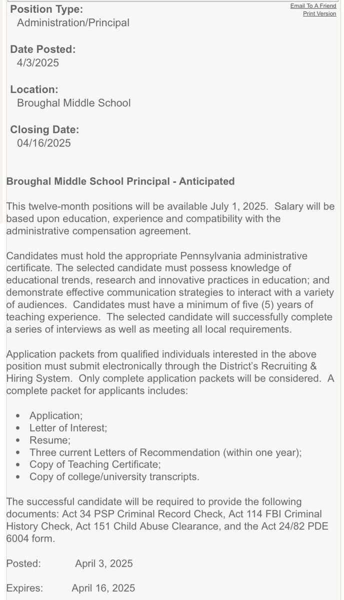 WANTED: Strong Instructional Leader and Community Builder for <a href="/BASDBroughalMS/">Broughal MS</a> in the <a href="/BethlehemAreaSD/">BASD</a>!  Broughal is the “Pride of the Southside” in vibrant, flourishing  South Bethlehem. Join us!