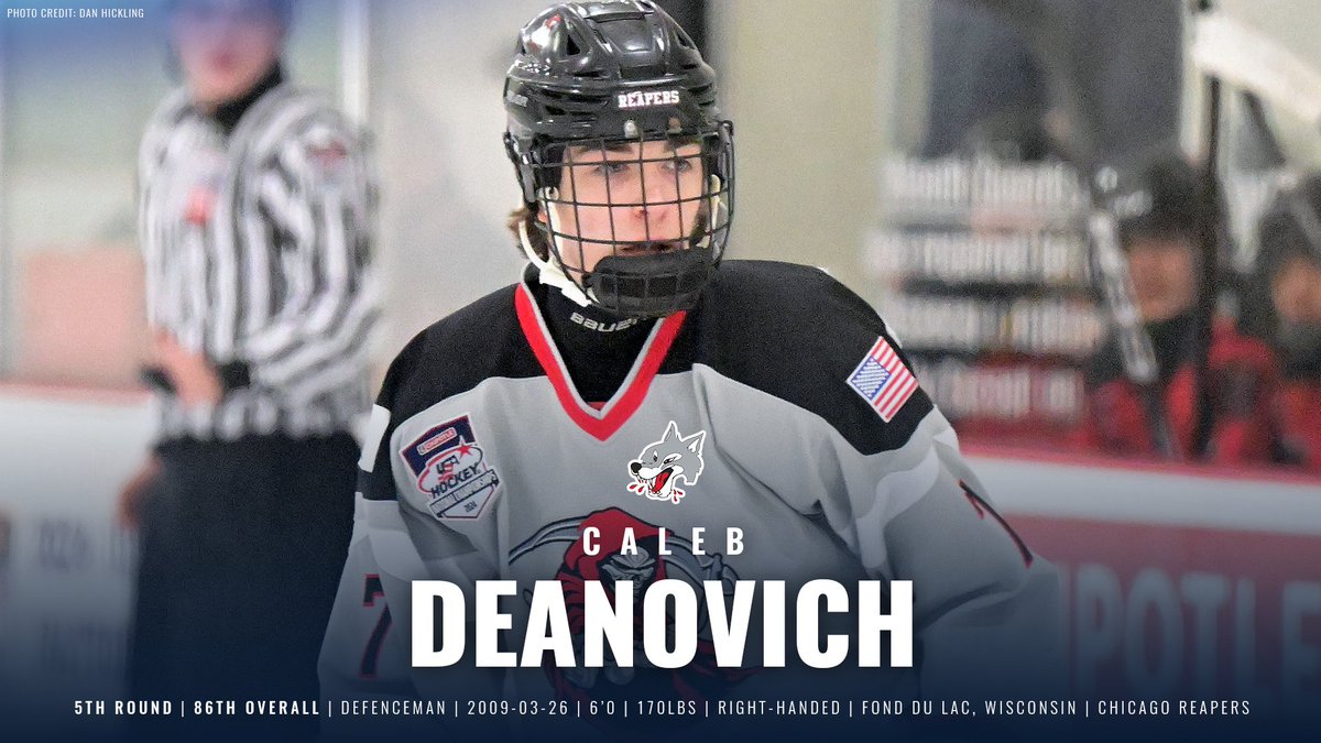 Sudbury_Wolves's tweet photo. The Sudbury Wolves have selected defenceman Caleb Deanovich from the Chicago Reapers 15’s with the 86th selection of the 2025 #OHLDraft 🐺

📰: https://t.co/ZNu4pw2jm5
#HowlYeah https://t.co/mhiiFacpCV