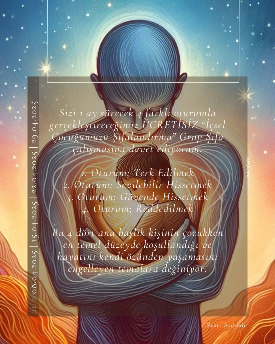 uranyen's tweet photo. İnstagram üzerinden paylaştığım ve 4 oturumda gerçekleştireceğimiz ücretsiz “İçsel Çocuğumuzu Şifalandırmak” grup şifa çalışması davetini buraya da iletiyorum💚

İlk oturumu gerçekleştirdik, 15 Nisan 2025 saat 21:00’de ‘sevilebilir hissetmek’ şifası ile 2. oturumu yapacağız. https://t.co/x3EPl79fYk