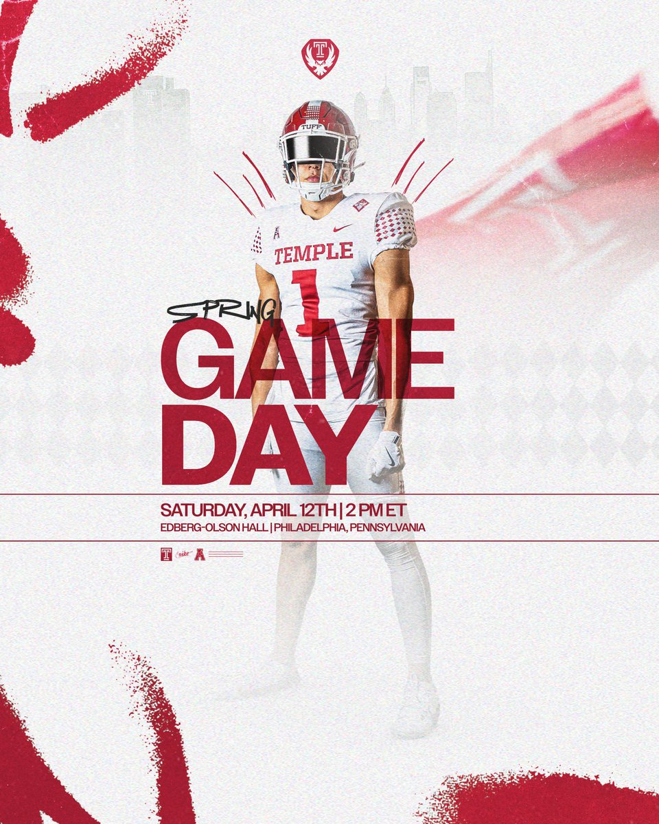 We got football on 10th &amp; Diamond ‼️🤩

⏰: 2 PM ET
📍: Edberg-Olson Hall

#TempleTUFF