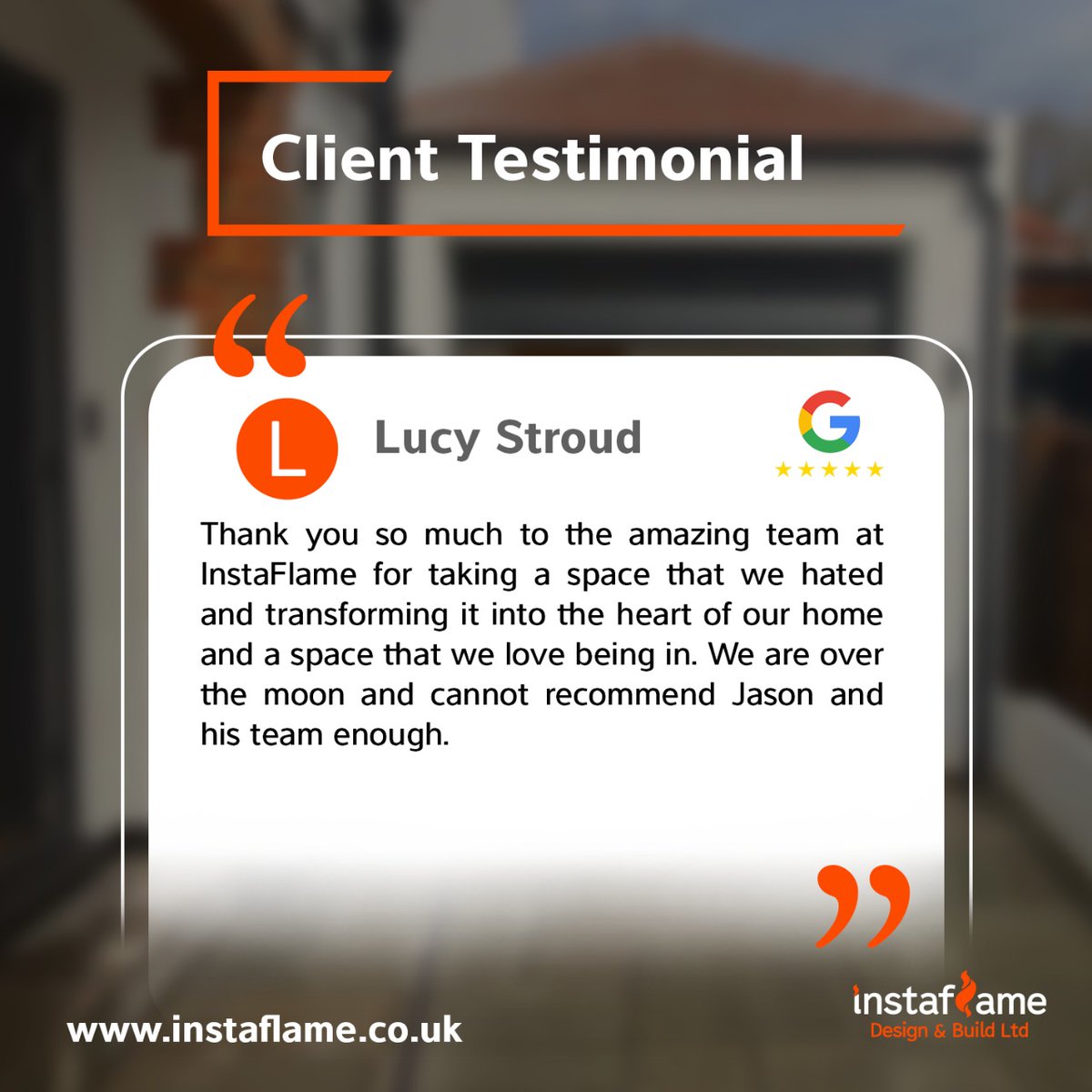 instaflameltd's tweet photo. Another 5-star Google review just landed for Insta🔥Flame Design & Build!
We’re so proud to be delivering quality workmanship and service that truly makes a difference.

Do you need a quote or would like more information about our building services offered❓

☎️ Call: 0800 051 9369 
🌐 https://t.co/bPC2fjnM9e 

#Instaflame #localbuilder
#instaflamedesignandbuild