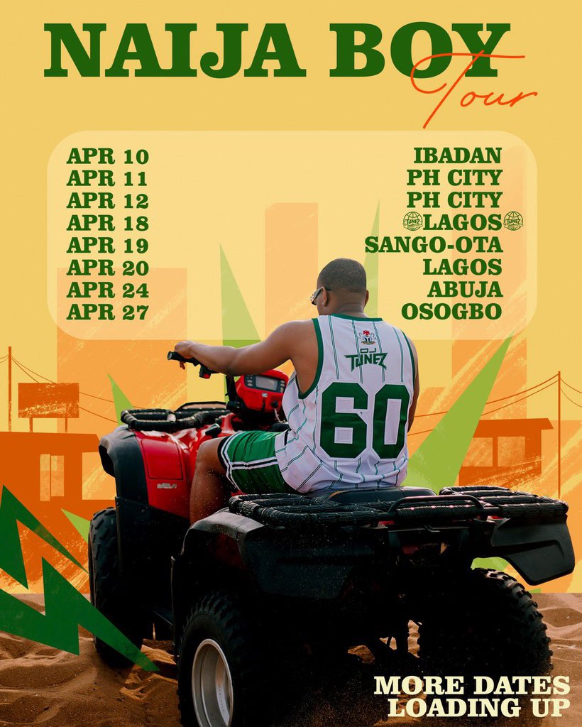 DJ Tunez sparks buzz with “Naija Boy Tour”

Bringing back the buzz to nigeria star boi disc Jockey DJ tunez is geared up to set each city ablaze with good music and good vibes as he kicks off his Naija Boy tour.