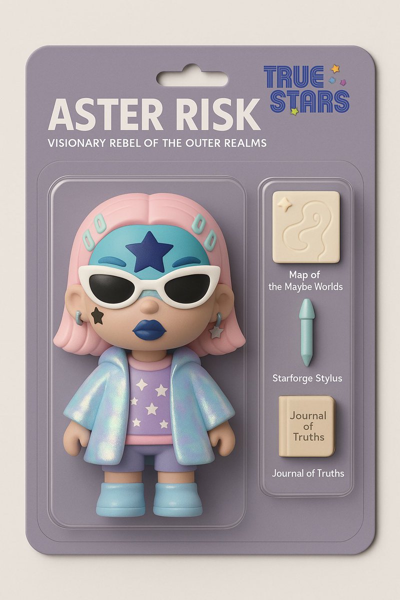 True Stars: Aster Risk
“Born of Stardust. Built for the Unknown.”

Role: Visionary Rebel of the Outer Realms
Constellation: Rolemodel Rebels
Element: Nova-Fire &amp; Moonsteel
Signature Move: Risk &amp; Radiance — Aster channels radiant energy to ignite lost hope and spark impossible