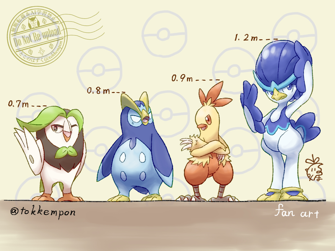 tokkempon_sub's tweet photo. 鳥御三家でせいくらべ（再掲）
#pokemonfanart https://t.co/jf23zA1hnG