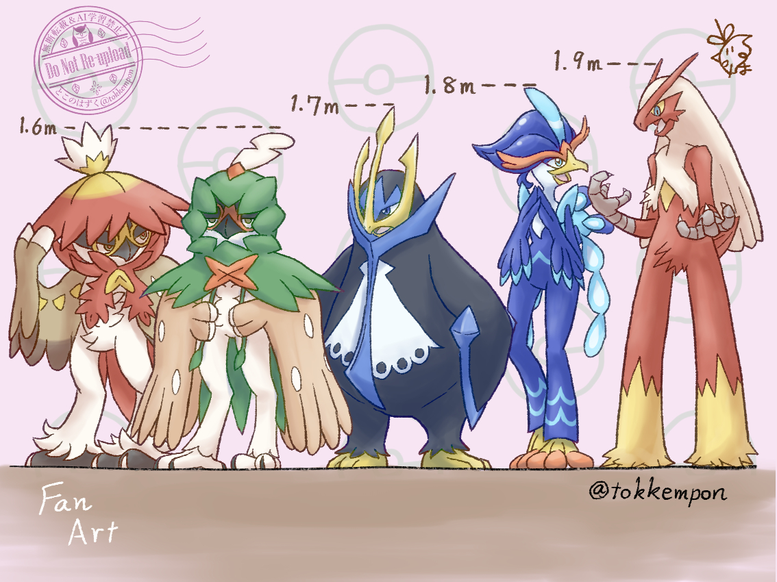 tokkempon_sub's tweet photo. 鳥御三家でせいくらべ（再掲）
#pokemonfanart https://t.co/jf23zA1hnG
