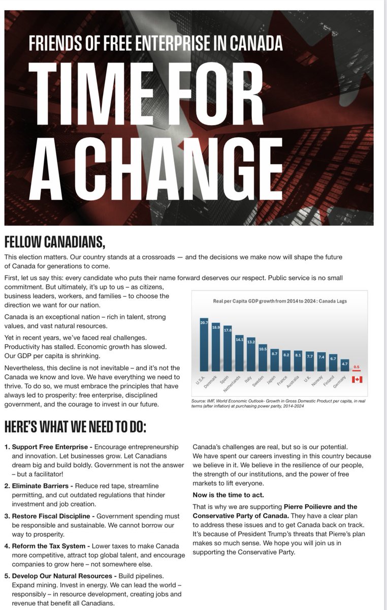 BenMulroney's tweet image. This is, in my opinion, the most significant endorsement for @PierrePoilievre and the @CPC_HQ yet. Do your own research into the signatories and their respective companies. These are Canadian Titans who have, for decades, invested in our communities and help build our economy.…